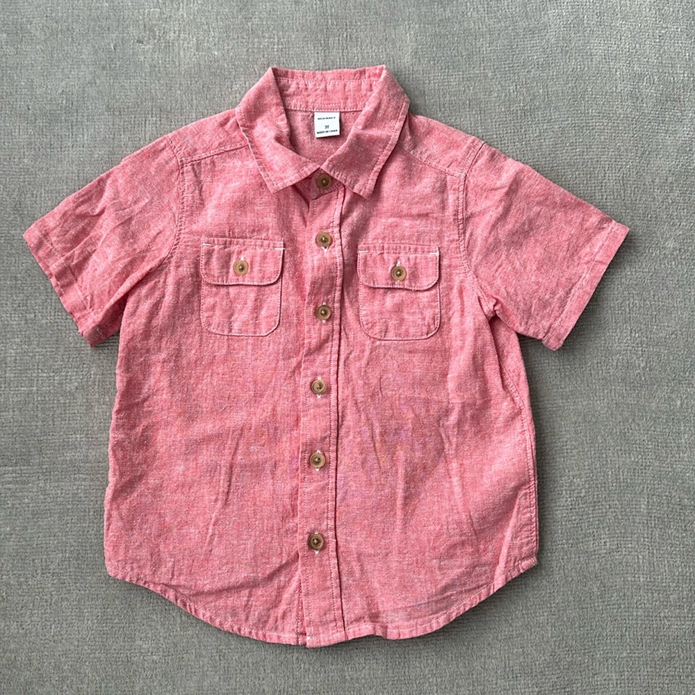 Boy’s Pink Linen Button-down - Old Navy - 3T